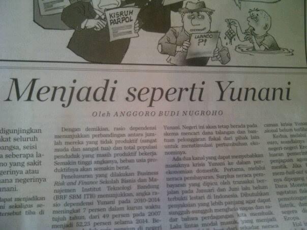 Menjadi seperti Yunani – Kompas, Sabtu 11 Juli 2015